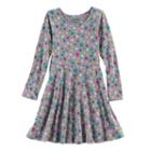 Girls 4-10 Jumping Beans&reg; Long-sleeved Print Skater Dress, Size: 5, Med Grey