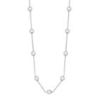 Brilliance Silver Plated Station Necklace With Swarovski Crystals, Women's, White