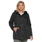 Plus Size Weathercast Hooded Bonded Rain Jacket, Women's, Size: 1xl, Black