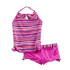 Girls 4-16 Free Country Knot Front Halter Tankini Top & Shorts Swimsuit Set, Size: 6, Med Red