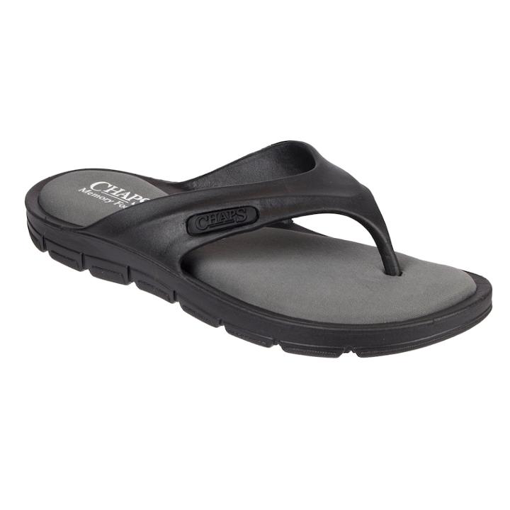 Men's Chaps Memory Foam Molded Thong Sandals, Size: Medium, Grey (charcoal)