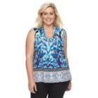 Plus Size Dana Buchman Pleated V-neck Tank, Women's, Size: 3xl, Brt Blue