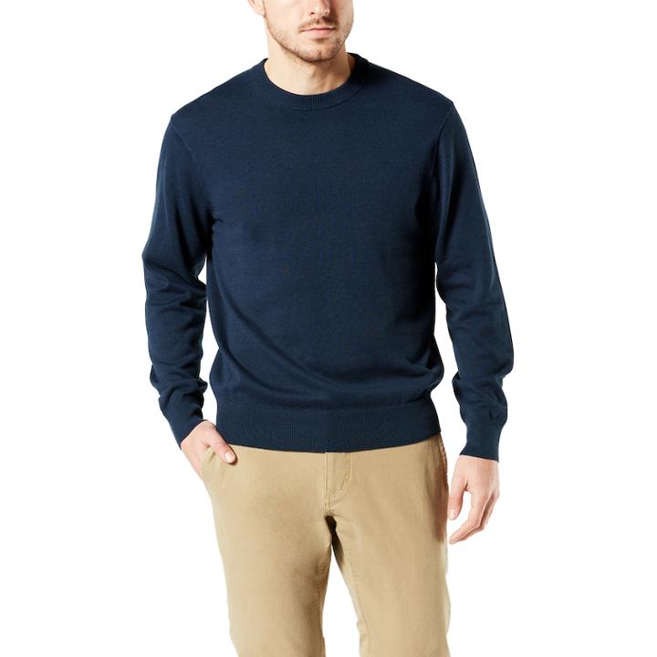 Men's Dockers&reg; Classic-fit Solid Heathered Crewneck Sweater, Size: Medium, Blue