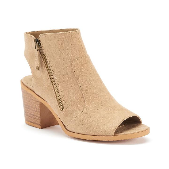 Unleashed By Rocket Dog Clarkson Women's Peep-toe Ankle Boots, Girl's, Size: 7, Beig/green (beig/khaki)