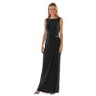 Women's Chaps Sleeveless Embellished Faux-wrap Evening Gown, Size: 8, Black