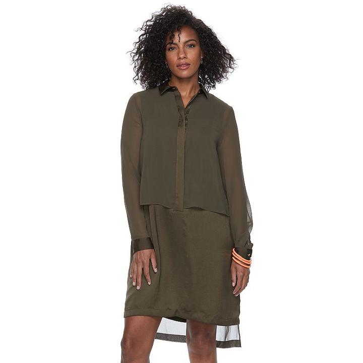 Women's Apt. 9&reg; Layered Shirtdress, Size: Xs, Green
