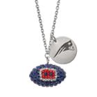 New England Patriots Crystal Sterling Silver Team Logo & Football Charm Necklace, Women's, Size: 18, Multicolor
