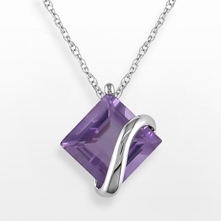 Stella Grace 10k White Gold Amethyst Swirl Pendant, Women's, Size: 17, Purple