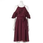 Women's Jennifer Lopez Chiffon Cold-shoulder Dress, Size: Large, Dark Red