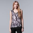 Women's Simply Vera Vera Wang Crinkle Tank Top, Size: Medium, Drk Purple