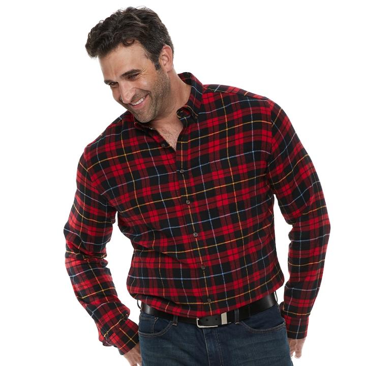 Big & Tall Croft & Barrow&reg; Regular-fit Flannel Woven Button-down Shirt, Men's, Size: 3xb, Black