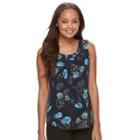 Petite Croft & Barrow&reg; Printed Shirred Tank, Women's, Size: S Petite, Dark Blue