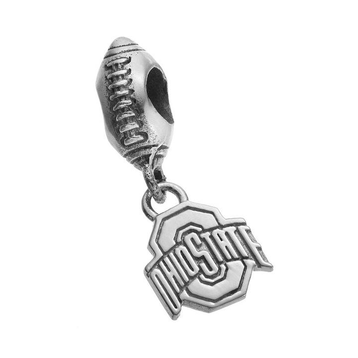 Dayna U Sterling Silver Ohio State Buckeyes Team Logo Football Charm, Women's, Grey