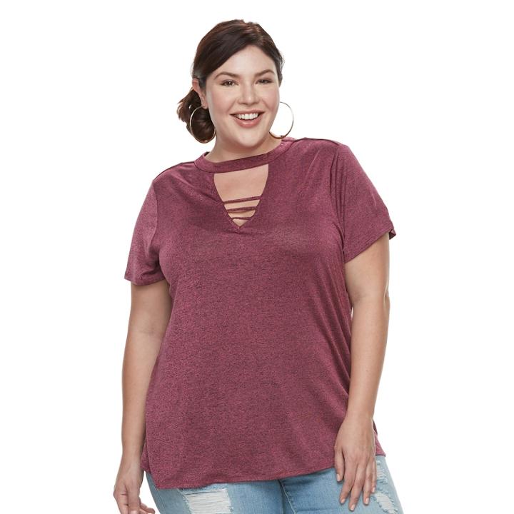 Plus Size Jennifer Bar Front Tee, Women's, Size: 3xl, Med Pink