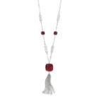 Red Simulated Abalone Long Tassel Necklace, Women's