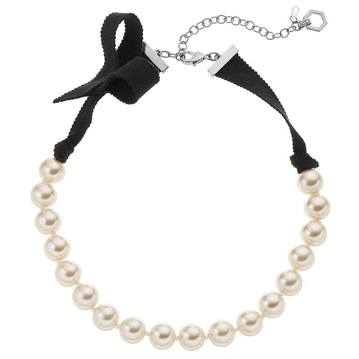 Simply Vera Vera Wang Simulated Pearl Ribbon Necklace, Women's, White