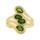 14k Gold Over Silver Chrome Diopside & White Zircon Ring, Women's, Size: 8, Green
