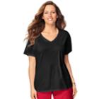 Plus Size Just My Size Solid V-neck Tee, Women's, Size: 2xl, Black