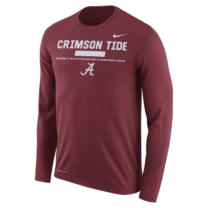 Men's Nike Alabama Crimson Tide Dri-fit Legend Staff Long-sleeve Tee, Size: Xl, Red