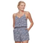 Juniors' So&reg; Challis Button-front Romper, Teens, Size: Xs, Med Blue