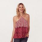 Women's Lc Lauren Conrad Tiered Halter Top, Size: Medium, Pink