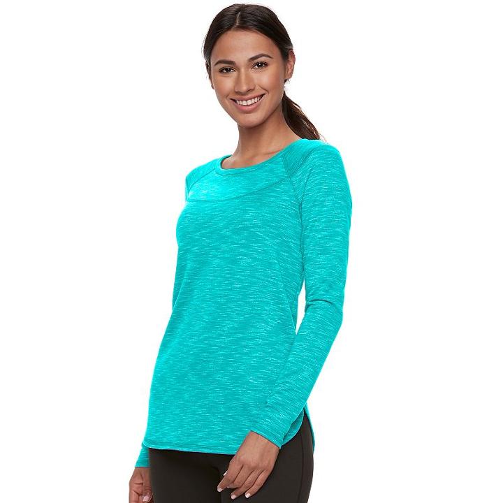Women's Tek Gear&reg; Marled Tee, Size: Medium, Turquoise/blue (turq/aqua)