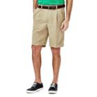 Men's Haggar Cool 18 Pleated Microfiber Shorts, Size: 31, Dark Beige