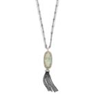 Dana Buchman Simulated Abalone Tassel Pendant Necklace, Women's, Black