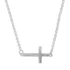 Itsy Bitsy Sterling Silver Sideways Cross Necklace, Women's, Size: 16