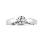 Love Always Round-cut Diamond Flower Engagement Ring In Platinum Over Silver (1/5 Ct. T.w.), Women's, Size: 6, White