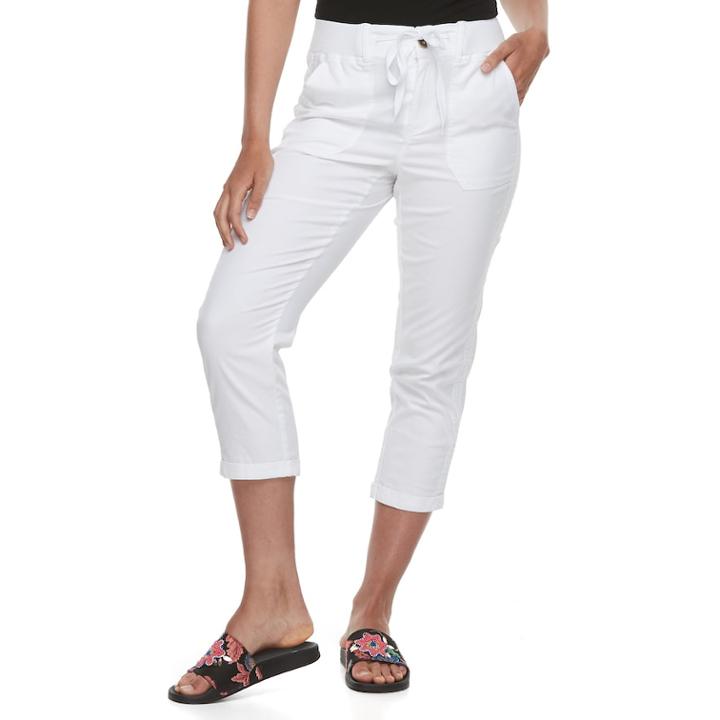 Juniors' So&reg; Utility Cropped Pants, Teens, Size: Small, White