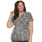 Plus Size Croft & Barrow&reg; Print Shirt, Women's, Size: 2xl, Black