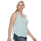 Juniors' Plus Size Mudd&reg; Shirttail V-neck Tank, Teens, Size: 2xl, Light Blue