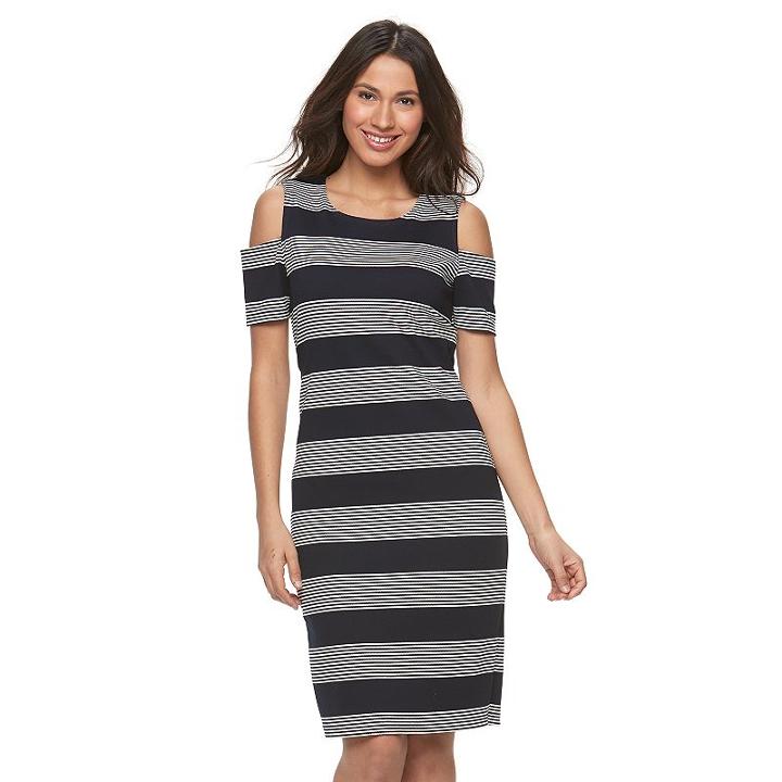 Women's Ronni Nicole Striped Cold-shoulder Sheath Dress, Size: Medium, Blue Other