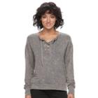 Juniors' Mudd&reg; Lace-up Sweatshirt, Teens, Size: Large, Med Grey