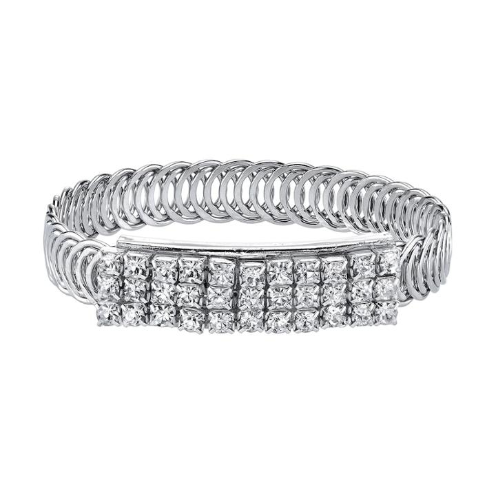 1928 Crystal Overlapping Circle Bangle Bracelet, Women's, Size: 7, Grey