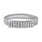 1928 Crystal Overlapping Circle Bangle Bracelet, Women's, Size: 7, Grey