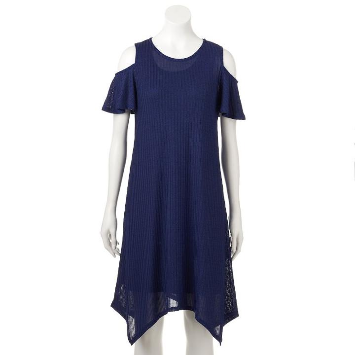 Women's Apt. 9&reg; Cold-shoulder Dress, Size: Xxl, Blue