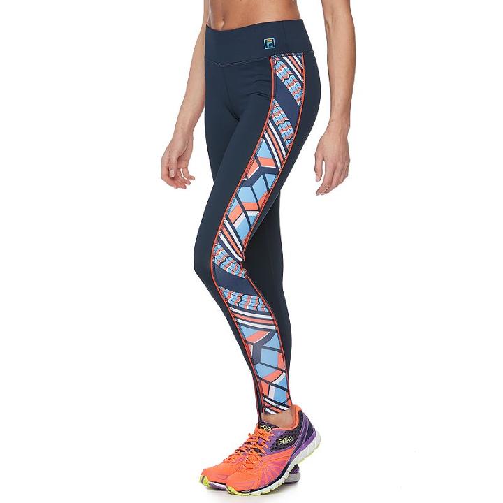 Women's Fila Sport&reg; Chevron Panel Performance Leggings, Size: Small, Blue (navy)