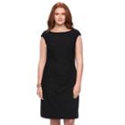 Plus Size Chaps Zigzag Jacquard Pleated Dress, Women's, Size: 20 W, Black