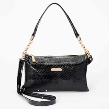 Leatherbay Lazio Snakeskin Crossbody Bag, Women's, Black