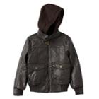 Boys 4-7 Urban Republic Hooded Faux-leather Moto Jacket, Boy's, Size: 5-6, Dark Brown