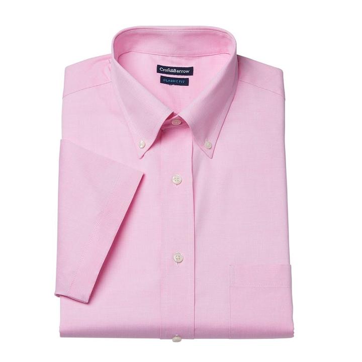 Men's Croft & Barrow&reg; Button-down Collar Dress Shirt, Size: M 15.5-16, Brt Pink