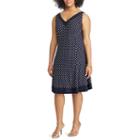 Plus Size Chaps Polka-dot Fit & Flare Dress, Women's, Size: 22 W, Blue (navy)