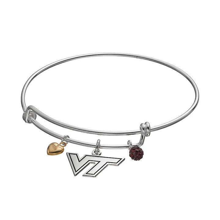 Fiora Sterling Silver Virginia Tech Hokies Charm Bangle Bracelet, Women's, Dark Red