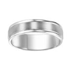 Men's 14k White Gold Satin Stripe Wedding Band, Size: 10