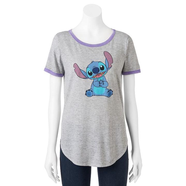 Disney's Lilo & Stitch Juniors' Ringer Graphic Tee, Girl's, Size: Xl, Dark Grey