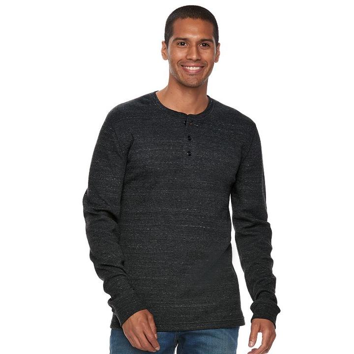 Men's Sonoma Goods For Life&trade; Slim-fit Soft-touch Stretch Thermal Henley, Size: Small, Black