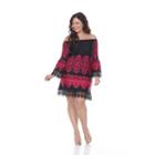 Plus Size White Mark Print Off-the-shoulder Dress, Women's, Size: 2xl, Pink