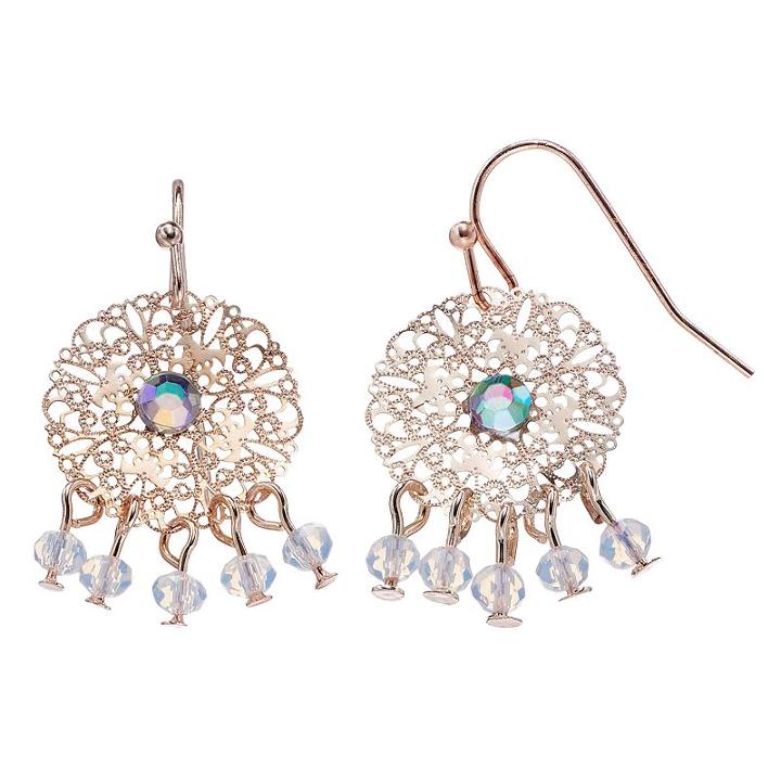 Lc Lauren Conrad Shaky Bead Filigree Disc Nickel Free Drop Earrings, Women's, White